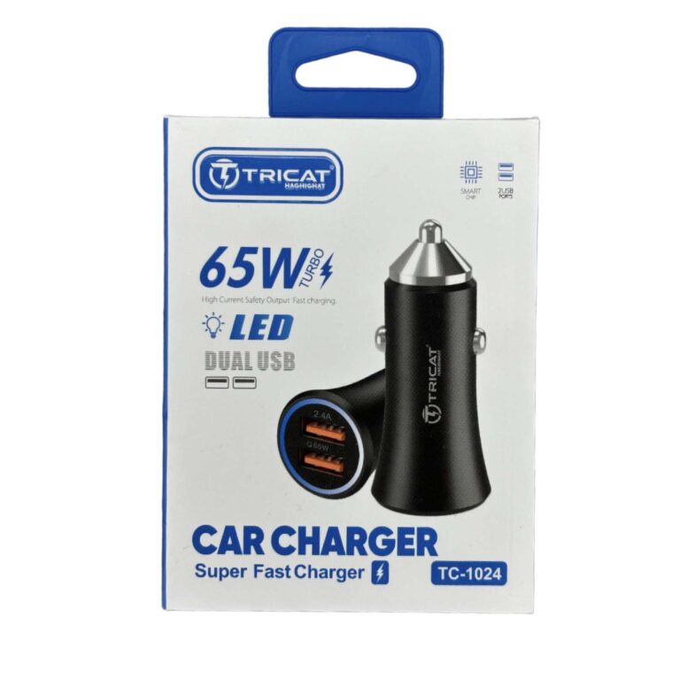 شارژر فندکی فست شارژ 65 وات تریکت TRICAT TC-1024