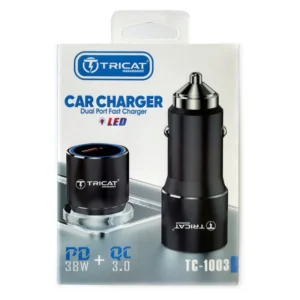 شارژر فندکی فست شارژ 38 وات تریکت TRICAT TC-1003