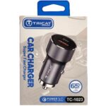 شارژر فندکی فست شارژ 65 وات تریکت TRICAT TC-1023